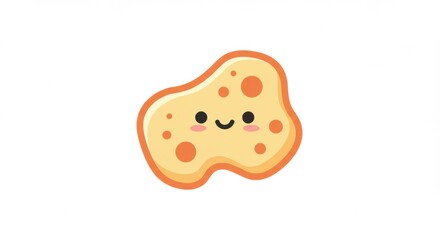 Adorable Cartoon Cheese Topping Character with Smiling Expression in Minimalist Style