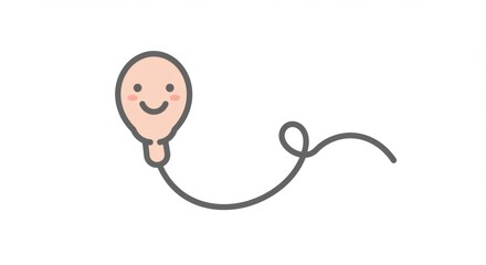 Cute Illustration of a Baby Smile Face Connected by a Curly Line