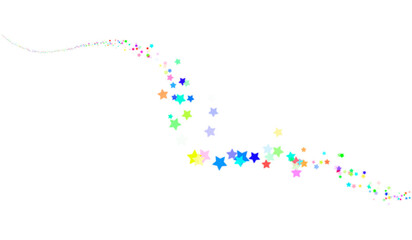 Bright Multicolor Star Line PNG - Vibrant Neon Decorative Strip with Transparent Background