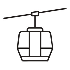Outline Gondola Cable Car silhouette.  Minimal Vector Perfect for Tourism, Adventure Ride, and Cableway Designs
