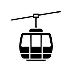 Simple Black Gondola Silhouette Image. for  Adventure Ride, and Cableway Designs or Tourist Travel Design
