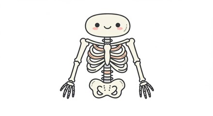 Fototapeta premium Adorable Cartoon Human Skeleton with a Friendly Expression and Playful Design