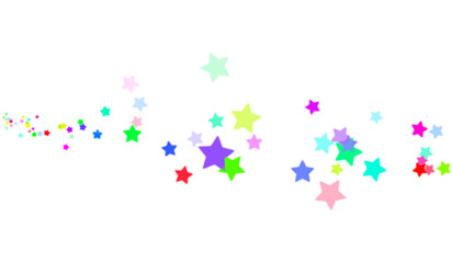 Bright Multicolor Star Line PNG - Vibrant Neon Decorative Strip with Transparent Background