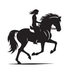 Elegant Horseback Riding Silhouette Vector Art for Equestrian Enthusiasts