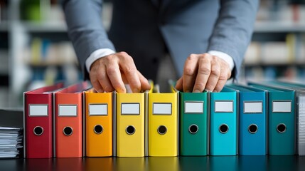 Organizing documents files folders paperwork office business administration records management system color coded 100