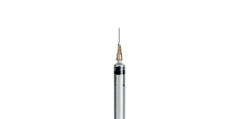 Syringe With Needle. Medical Injection And Healthcare Concept Isolated On Transparent Background