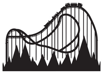 Thrilling Roller Coaster Ride Adventure An Exciting Amusement Park Illustration
