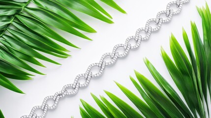 Delicate chain bracelet with embedded diamonds captured on a bright white board