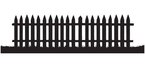 Simple Silhouette Wooden Fence With Grass Decorative Garden Border