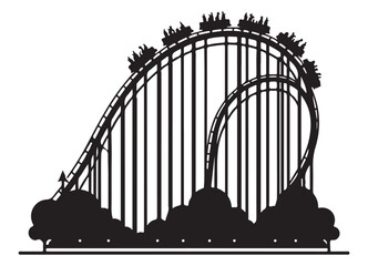 Thrill Ride Silhouette Illustration Exciting Roller Coaster Adventure Designs