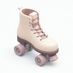 3D Clay Pink Roller Skate with Beige Laces and Wheels