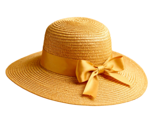  Elegant Golden Sun Hat with Textured Fabric and Bow