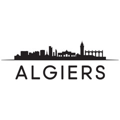 Obraz premium Algiers skyline horizontal banner. Black Algiers, Algeria. Vector template for your design. Vector black silhouette. with white background