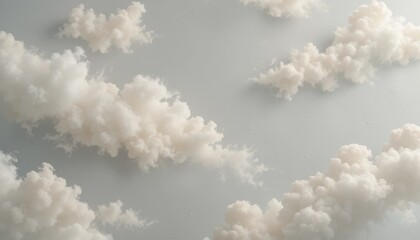 Airy Cream and Beige Clouds on Light Gray Background Soft, Breezy Atmosphere