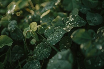 Macro Shot of a Dewdrop on a Leaf Perfectly Reflecting Green Plant Life in Gentle Light Varient 2