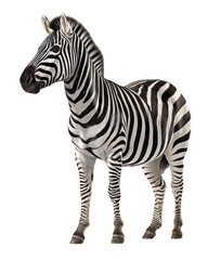 Obraz premium Zebra: A solitary zebra stands tall, its iconic black and white stripes creating a striking contrast against its surroundings. A symbol of African wilderness.