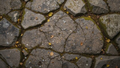 Obraz premium Rough Brown Stone Texture with Green and Yellow Hints Forest Floor Inspired