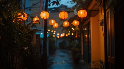 Obraz premium Asian Alleyway Lanterns