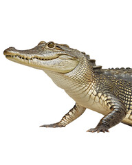 Fototapeta premium Alligator Profile: A close-up profile shot captures the detailed texture and formidable features of a majestic alligator, highlighting its powerful form and natural beauty.