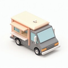 3D Clay Miniature Food Truck Model for Decoration and Display