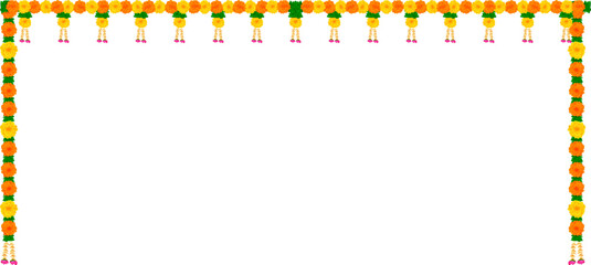 illustration of Flower garland decoration toran for Happy Diwali, Dussehra Indian Holiday festival background template for banner