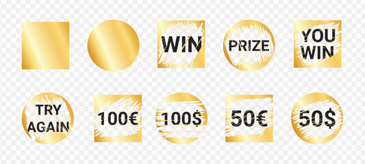 Try again lottery text stickers - gold numbers brush strokes grunge pack. Positive upbeat slogans frayed uneven edges. Funky casual graphic design smeared style.