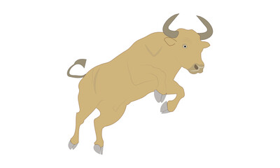 Jumping Ox Illustration, Jumping Bull, Ox Charging, Bull Charging Vector.