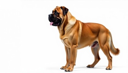 Obraz premium Majestic mastiff, powerful stance, white background, furry, dog breed