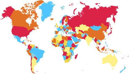World map. Color modern vector map. Silhouette map.	