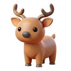Adorable 3d render of a cute cartoon reindeer
