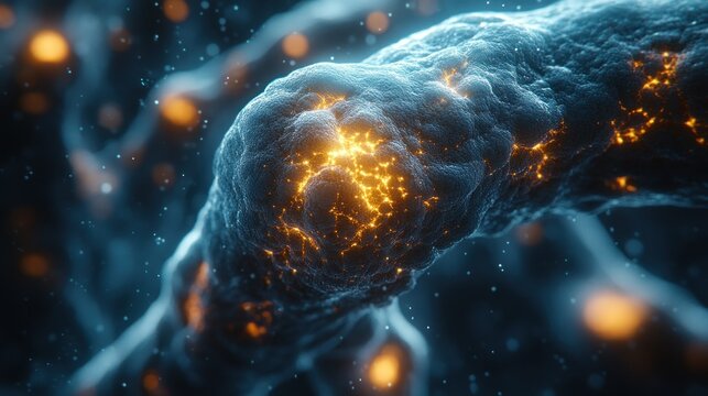 Cellular structure with glowing interior