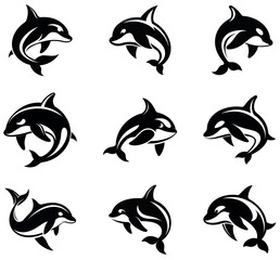 Stylized Dolphin Logo Bundle – Tribal, Minimal, Abstract, Marine Life Icons