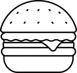 Delicious Double Cheeseburger Icon Line Art
