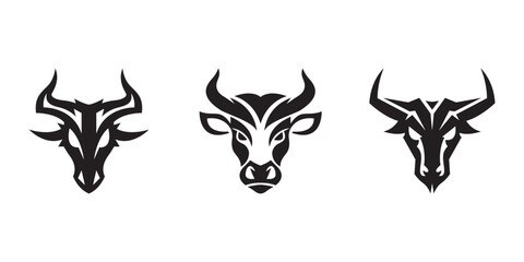 Silhouette of cattle heads vector graphic