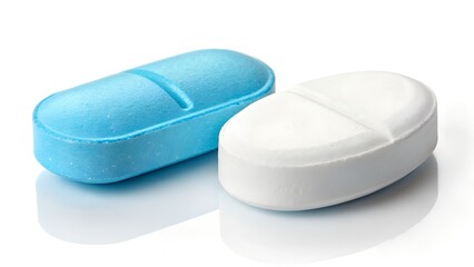 Blue and White Tablets for Medication and Health Treatment Options