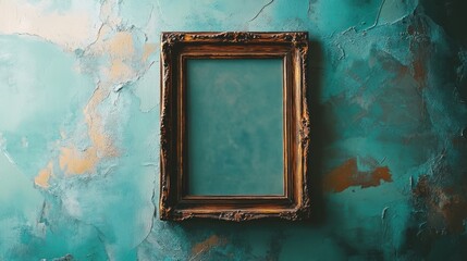 Antique frame on teal wall (5)