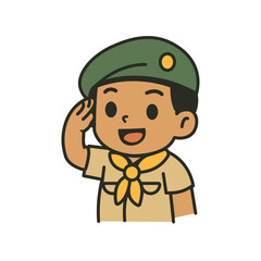 Illustration of cartoon a boy scout thai
