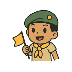 Illustration of cartoon a boy scout thai