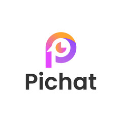 Fototapeta premium Modern P chat Icon logo design template