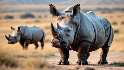 Obraz premium Majestic rhinoceros standing proud in the wild