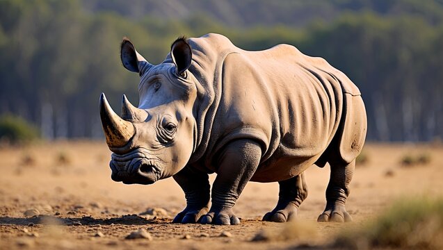 Majestic rhinoceros roaming across the african savanna