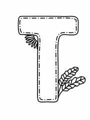 T alphabet, hand drawn letter