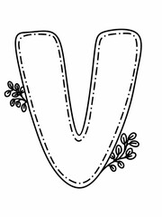 V alphabet, hand drawing letter