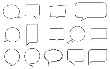 Speech bubble, speech balloon, chat bubble line art vector icon illustration on white background