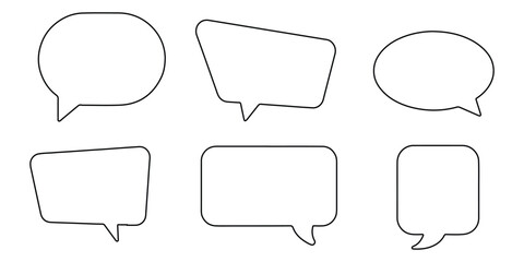Speech bubble, speech balloon, chat bubble line art vector icon illustration on white background
