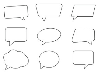 Speech bubble, speech balloon, chat bubble line art vector icon illustration on white background