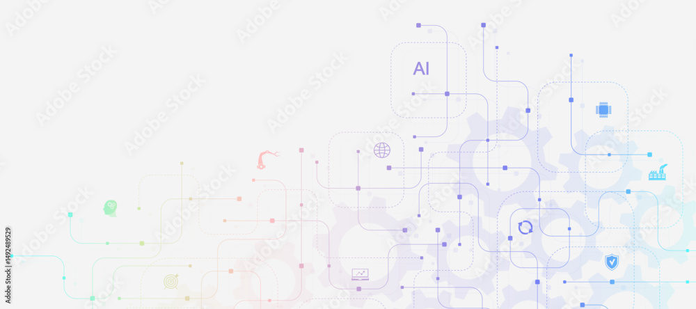 Poster creative idea ai banner concept for internet technology. motherboard technology abstract texture des