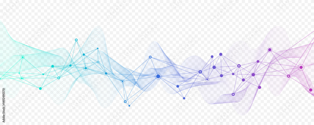 Fototapete Abstract tech network connection dots. Digital technology and big data analysis background. White background with plexus lines. Geometric background with abstract mesh