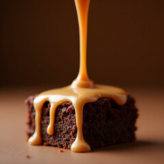 Decadent Chocolate Brownie with Caramel Pour – Tempting Sweet Treat