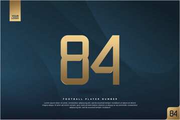 Modern Gold Number 84 on Dark Blue Background for Football Jersey Design